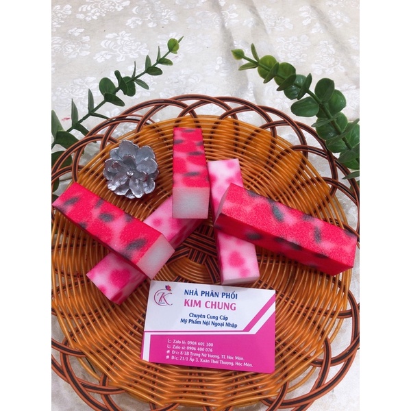 Cục chà móng tay bông 4 mặt, dụng cụ làm nail