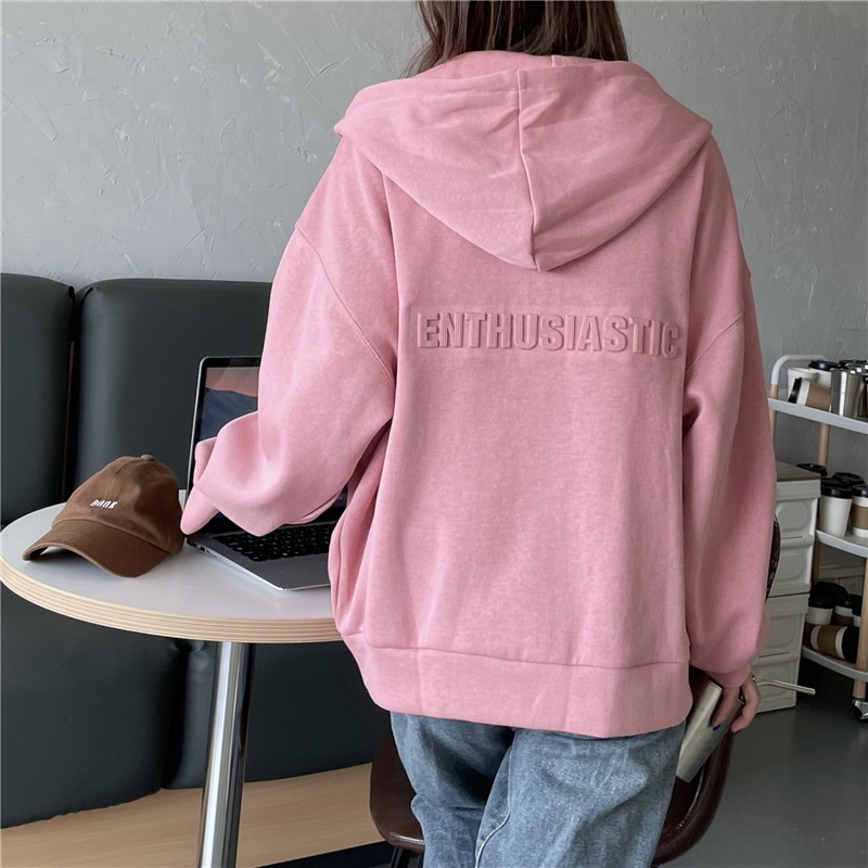Áo hoodie Nữ Dáng Rộng Có Khóa Kéo Phong Cách Hàn Quốc