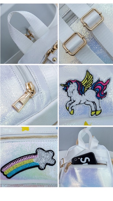 XẢ KHO FREESHIP Balo Hologram trang trí unicorn và cầu vồng xinh chất