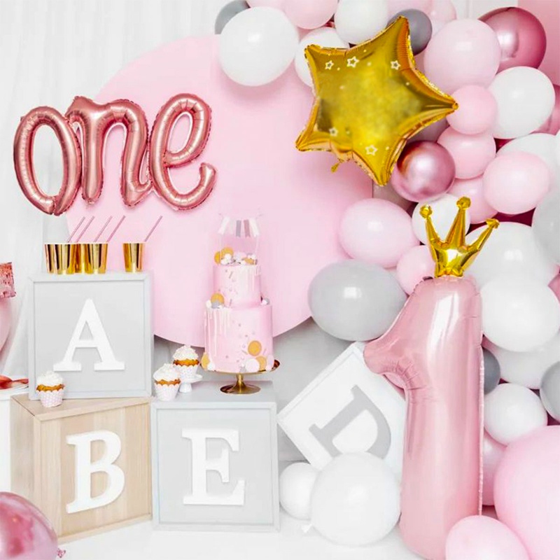 Bong Bóng Hình Vương Miện Kỹ Thuật Số 1 Màu Hồng Xanh Dương Dùng Để Trang Trí Tiệc Sinh Nhật 1 Tuổi