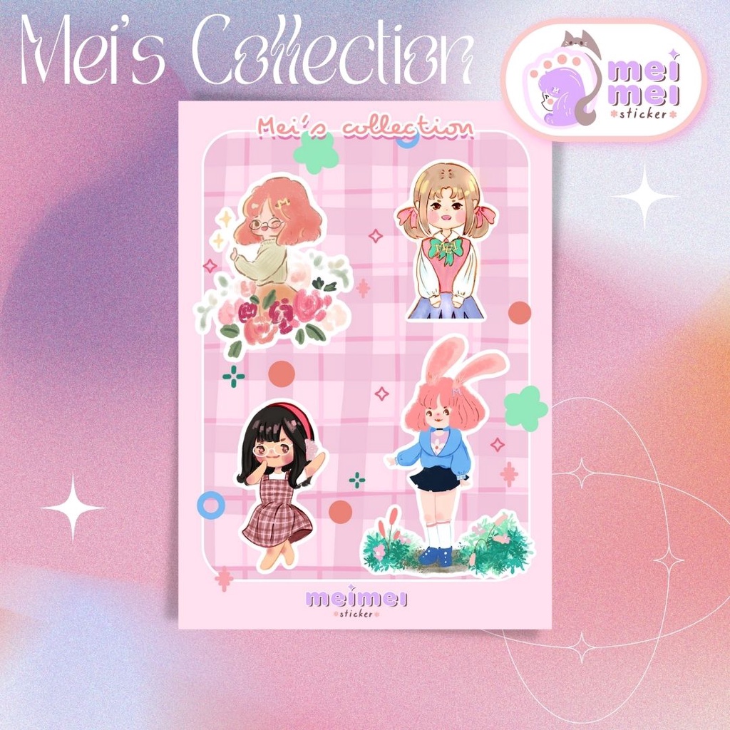 Meimei Sticker - Mei’s Collection - Set sticker cô gái xinh xắn tông hồng trang trí sổ