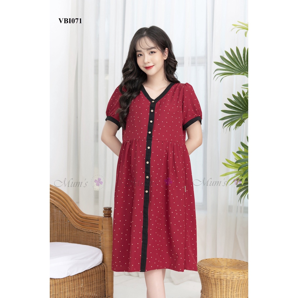 ĐẦM BẦU CÔNG SỞ MUM'S SHOP  FREESHIP  Váy bầu xinh mùa hè bi mận cổ tim