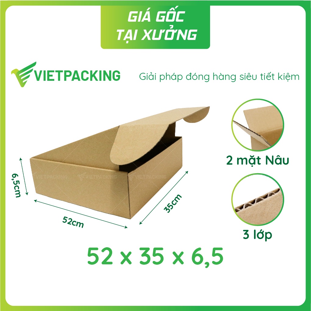 52x35x6,5 - 10 hộp carton nắp gài hông lớn thời trang V214