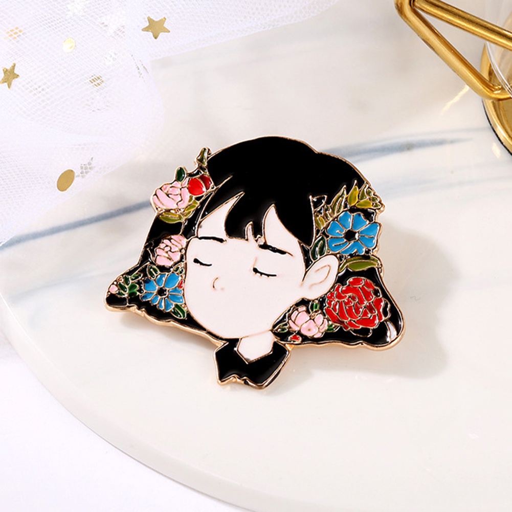 YOML✔Cartoon Girl Portrait Enamel Brooch Pin Jeans Coat Shawl Jewelry Decoration