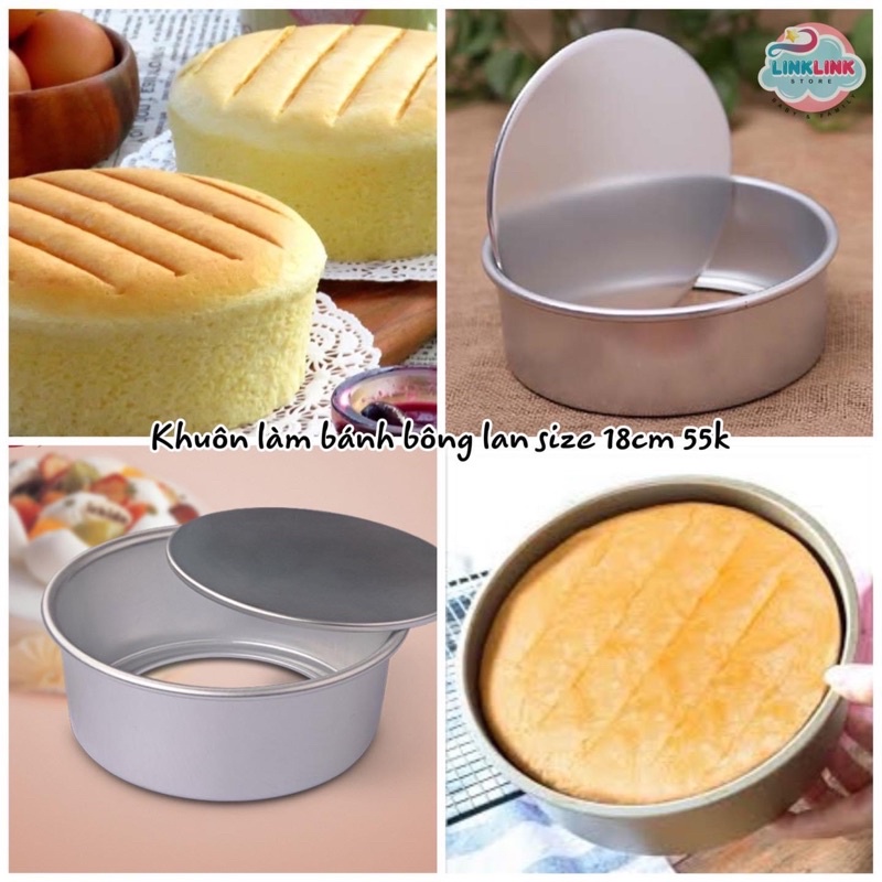 Khuôn làm bánh bông lan, khuôn tròn đế rời size 18cm