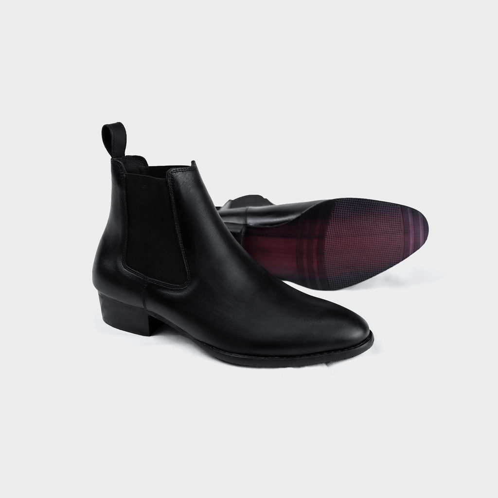 Giày tây nam chelsea boots từ da bò tấm cao cấp độn đế tăng chiều cao, Chelsea boot nam G2 kiểu giày công sở đứng font