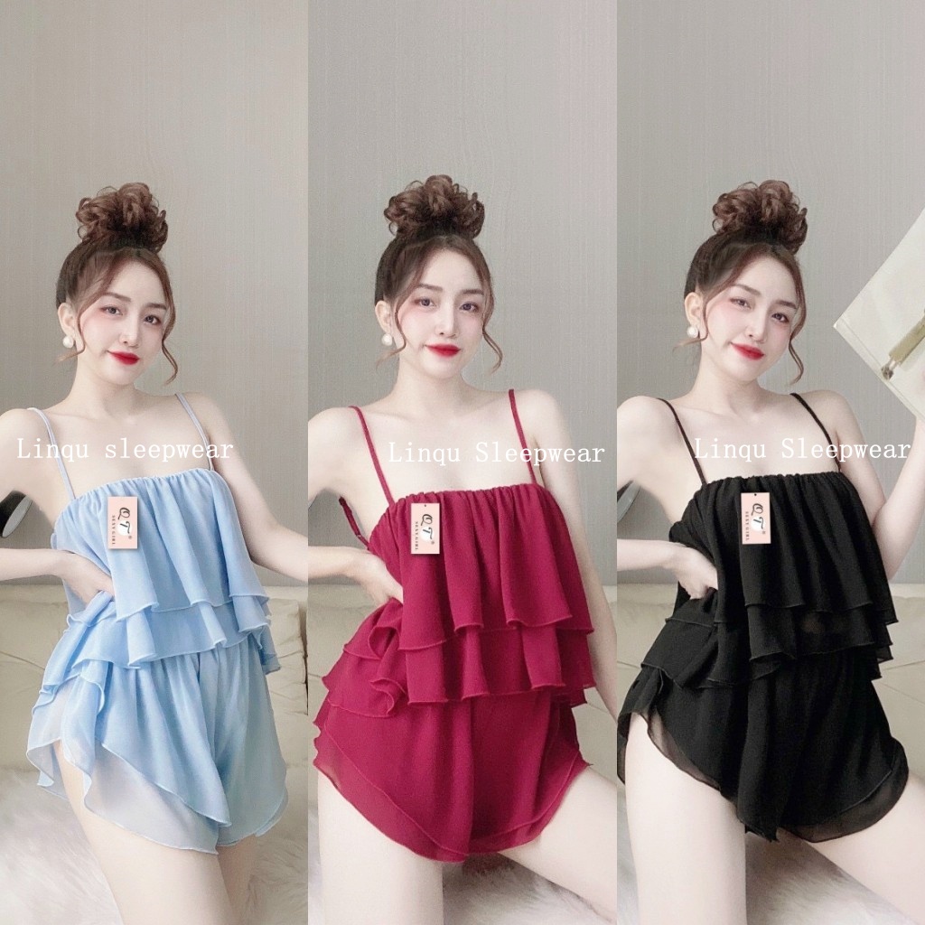 Đồ ngủ sexy 2 dây gợi cảm, Đồ ngủ nữ chất chinh phong cao cấp mặc ngủ thoải mái Freesize dưới 57kg