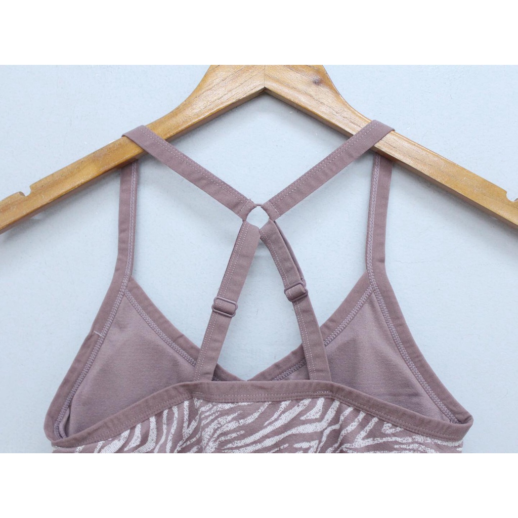 Q9655 - Áo bra tập Reebok dây to chéo sau logo chữ sọc ngang màu