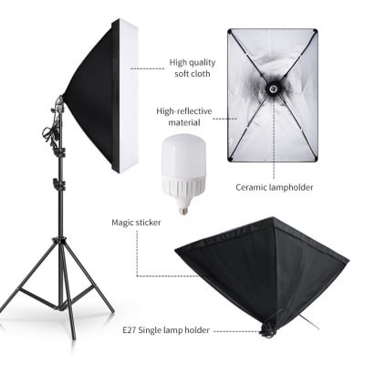 Bộ đèn combo Chân đèn + Softbox 1 đuôi đèn + 1 Led quay phim, livestream, chụp ảnh