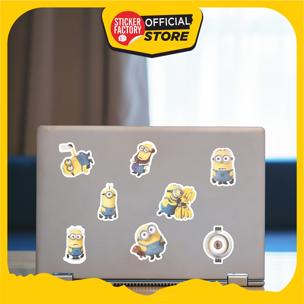 Hộp set 30 sticker decal hình dán nón bảo hiểm , laptop, xe máy, ô tô STICKER FACTORY - Minion