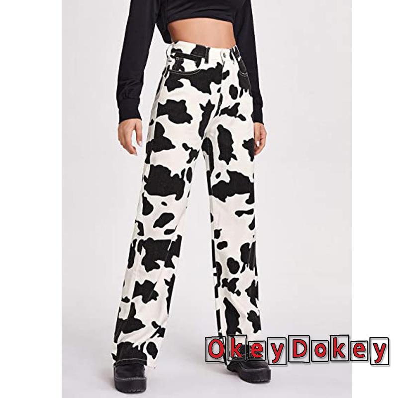 Quần Jeans Nữ Ống Rộng Lưng Cao Phối Túi Thời Trang OKDK-y2k