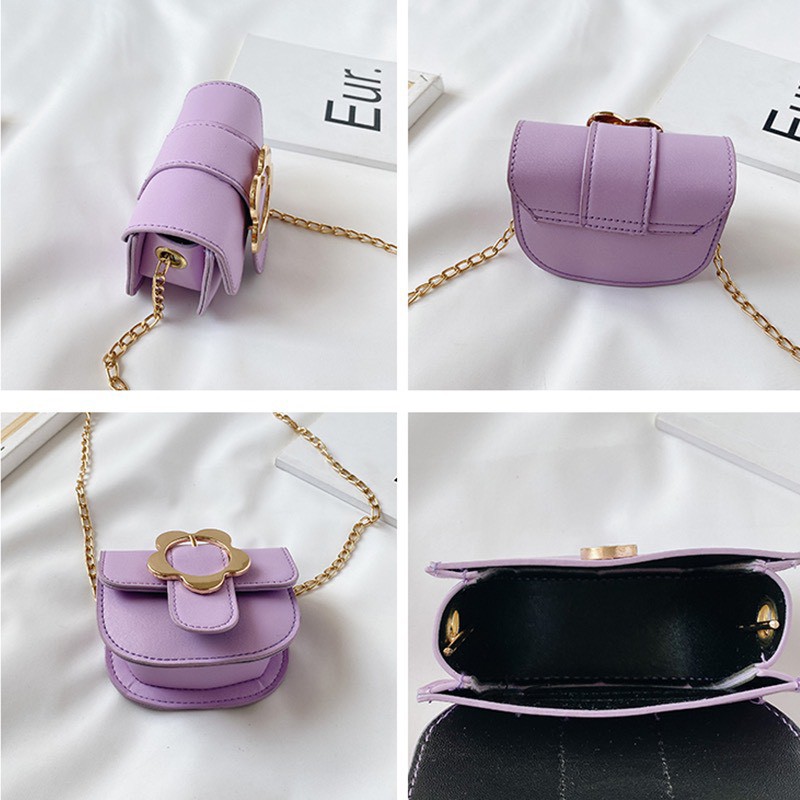 Túi Đeo Chéo MiNi Phối Khoen Hoa Dễ Thương Xinh Xắn Cho Bé Gái