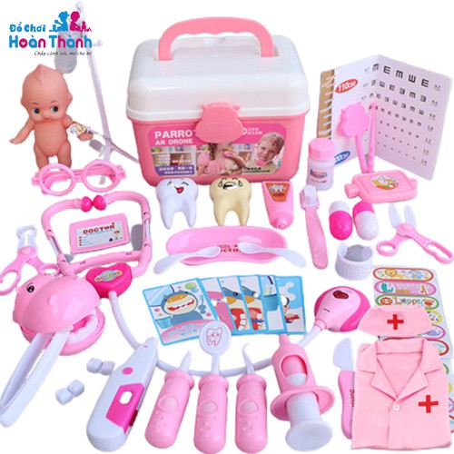 Đồ chơi bác sĩ trẻ em, gồm hộp y tế y tá, tiêm ống nghe dụng cụ cho bé 2 - 6 tuổi