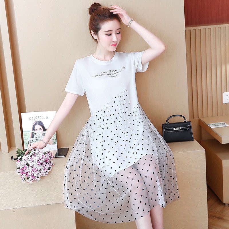 Váy bầu chất COTTON PHA REN siêu xinh cho mẹ bầu mặc đi làm đi tiệc W168