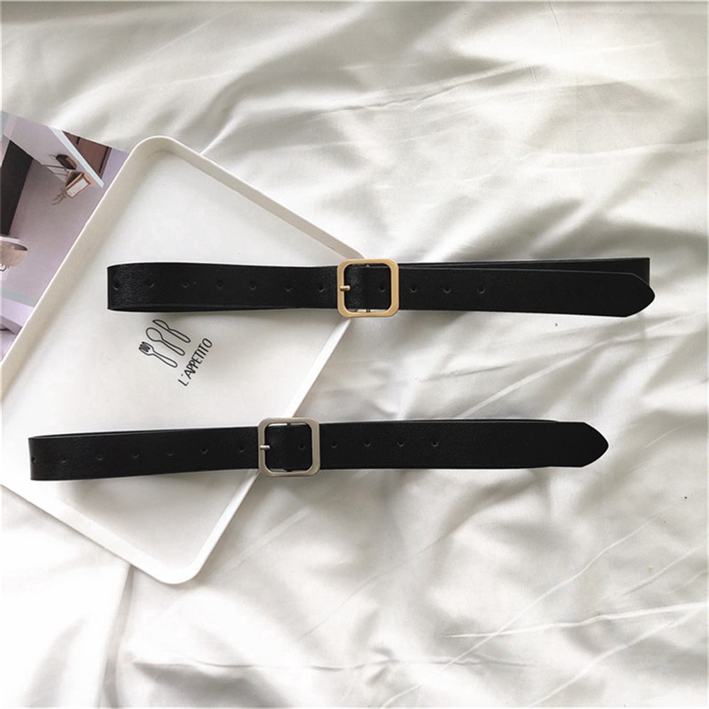 Thắt Lưng Da Màu Trơn Khóa Vuông Thời Trang Cho Nữ