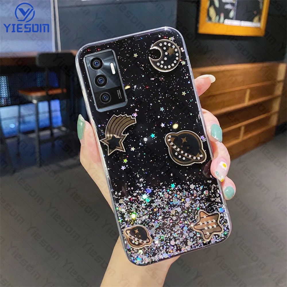 Ốp Điện Thoại Silicon Dẻo Trong Suốt Họa Tiết Hành Tinh Lấp Lánh Sang Trọng Cho Vivo V23E V21E V23 V21 V20SE V20 V19 V15 S1 Pro