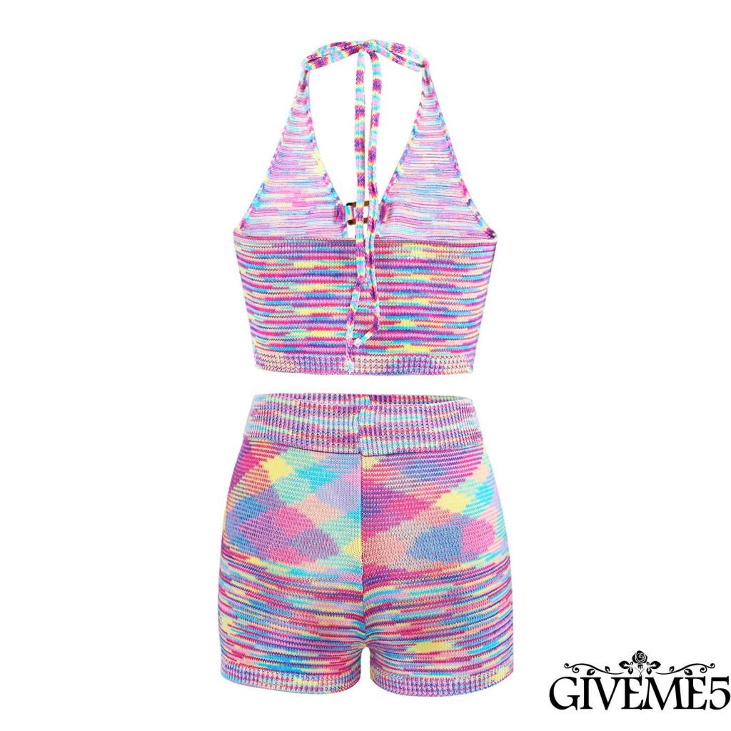 Set áo len không tay + quần short lưng cao thời trang quyến rũ cho nữ