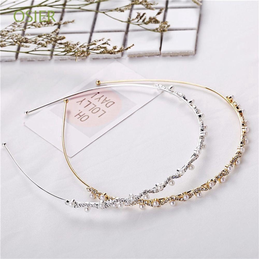 Băng đô hợp kim đính đá và ngọc trai nhân tạo xinh xắn cho nữ