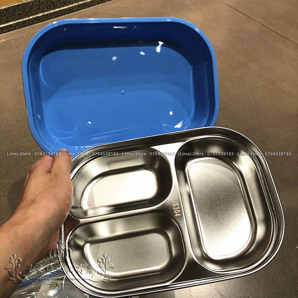 Hộp cơm , khay cơm ăn nhiều ngăn inox hình Frozen Car Mickey Minnie hàng xịn Disney