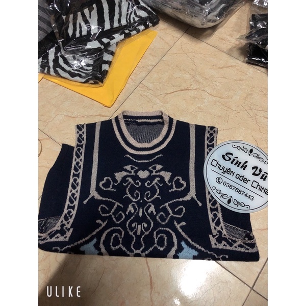 ÁO GIlE LEN HOẠ TIẾT_2 MÀU (KEM -THAN ) | BigBuy360 - bigbuy360.vn