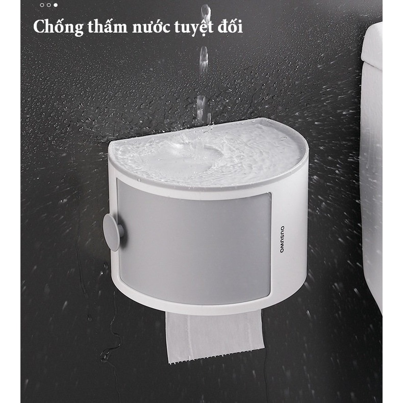 Hộp Đựng Giấy Vệ Sinh OUSUWO Dán Tường Thông Minh, Có Nắp Ngăn Chống Nước, Chịu Lực Cao