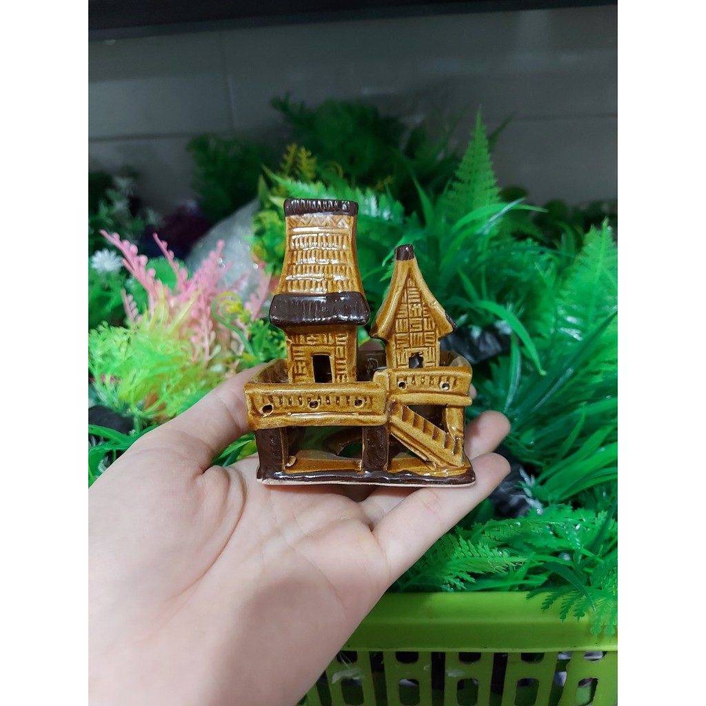 Phụ kiện trang trí bể cá: Mẫu nhà sàn đôi