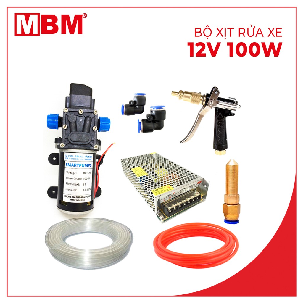 Bộ rửa xe tưới cây máy bơm áp lực 12V 100W - hỗ trợ kỹ thuật trọn đời