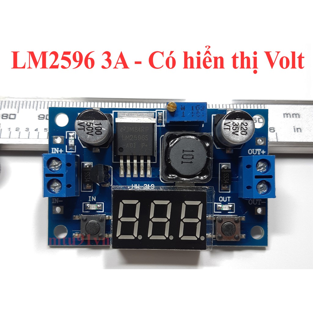 Mạch Nguồn Giảm Áp, Hạ Áp LM2596 3A - Có Led hiển thị Volt