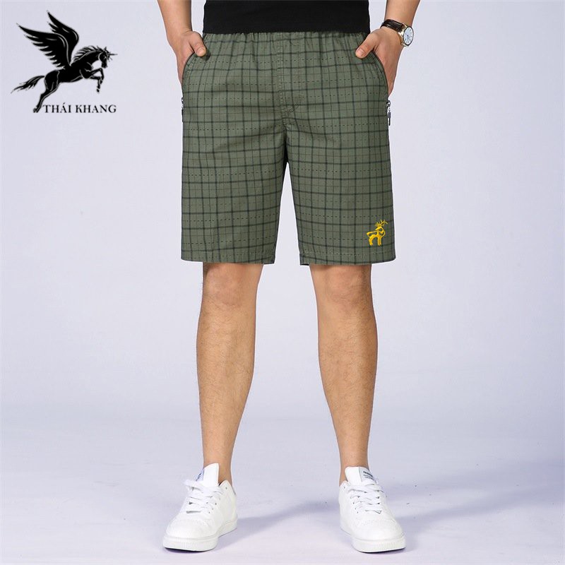 Quần đùi nam mặc nhà vải cotton mát mặc thoải mái loại quần đùi nam caro form rộng thiêu nai | BigBuy360 - bigbuy360.vn