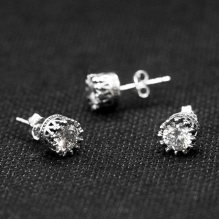Khuyên nụ đá trắng WHITE DIAMOND Bạc Thái Ảnh thật