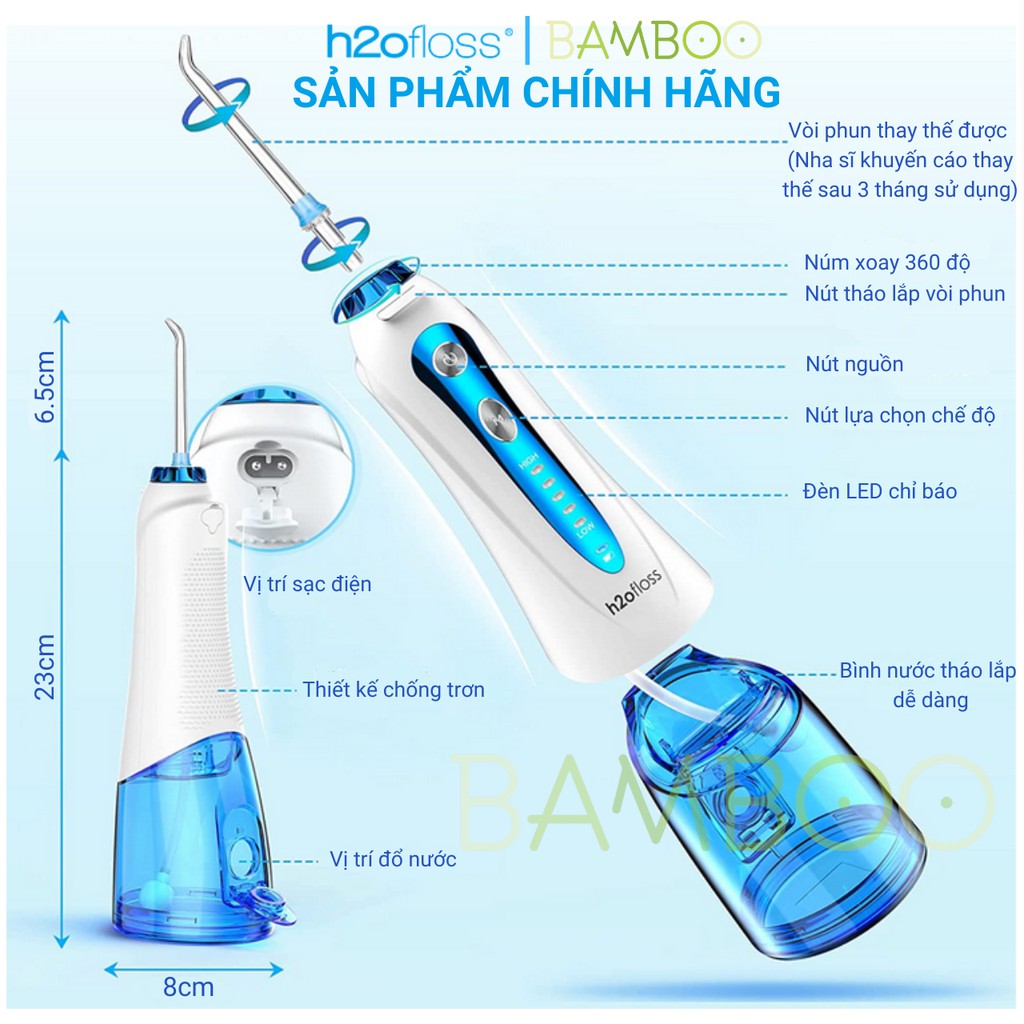 [Mã BMBAU300 giảm 10% đơn 499K] Máy tăm nước h2ofloss HF- 9P phiên bản 2021 nhập khẩu