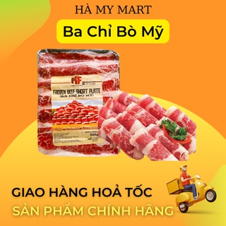 Thịt Ba Chỉ Bò Mỹ cuộn/lát nhúng lẩu hàng chuẩn khay 500g