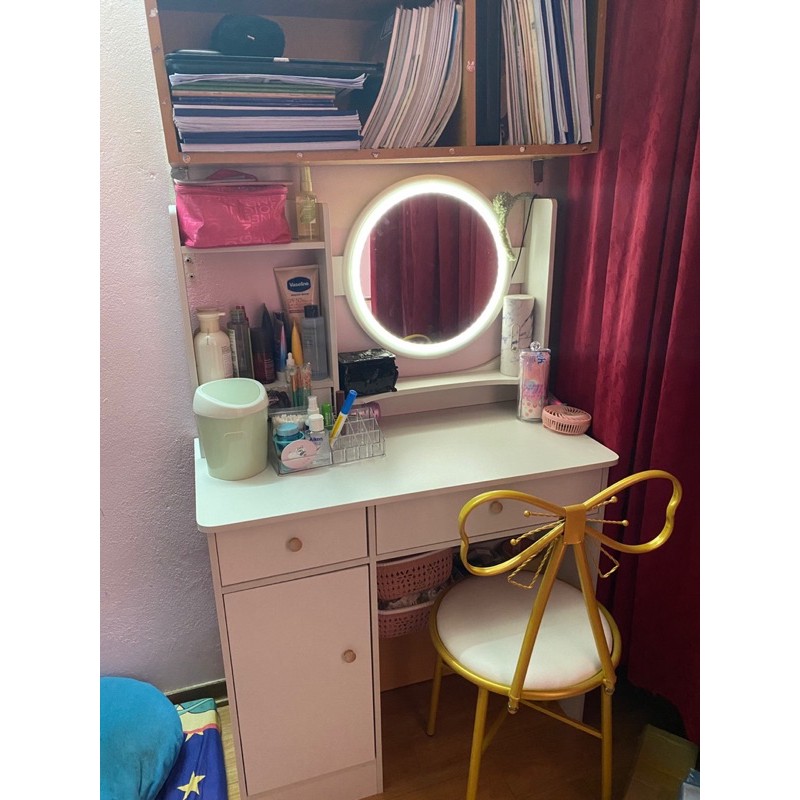 Bàn trang điểm phong cách hiện  đại có đèn lED (tặng kèm ghế nơ) có ảnh thật | BigBuy360 - bigbuy360.vn