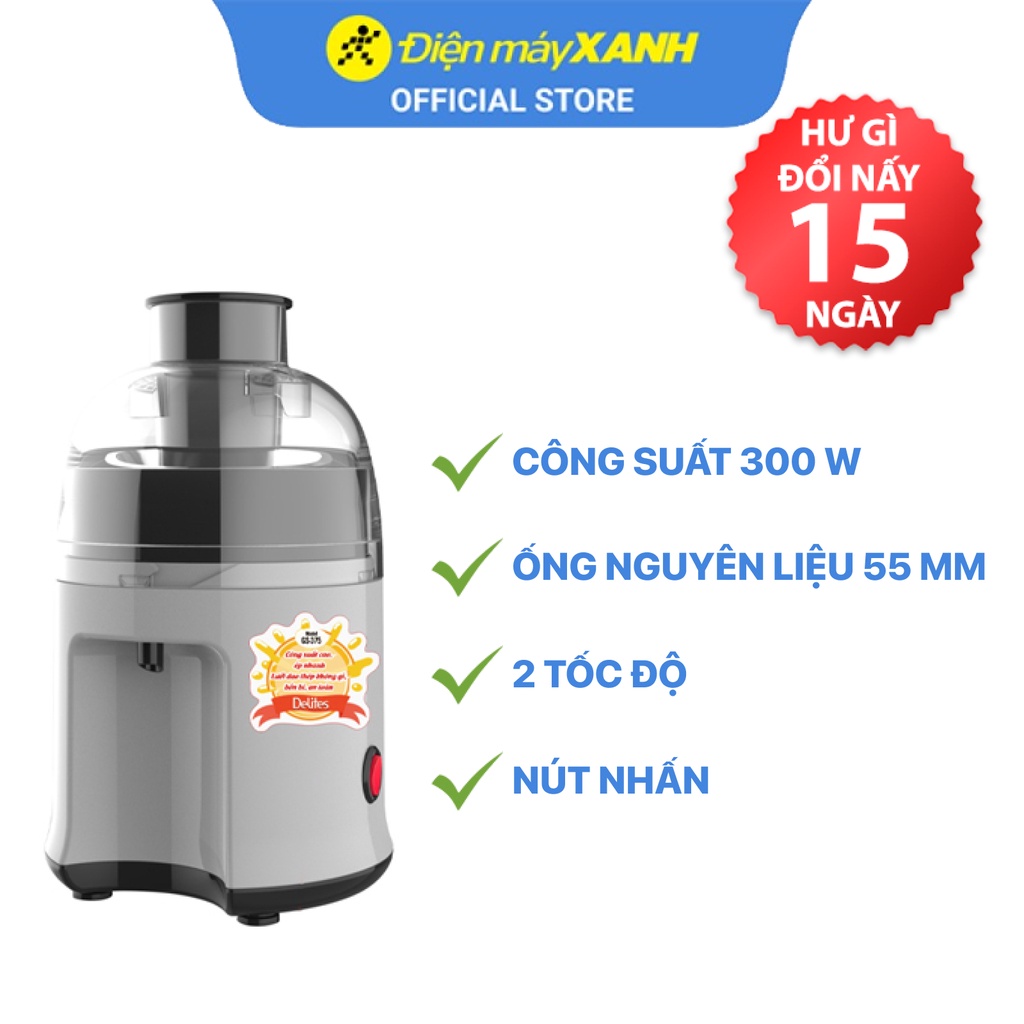 Máy ép trái cây Delites GS-375 300 W - Chính hãng BH 12 tháng - Ống nguyên liệu 55 mm