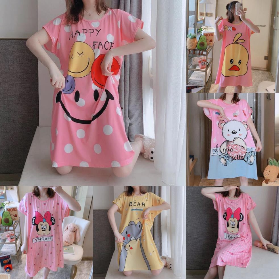 Đầm Ngủ Dáng Rộng Thoải Mái Dễ Thương Bigsize mặc ở nhà A09 😍
