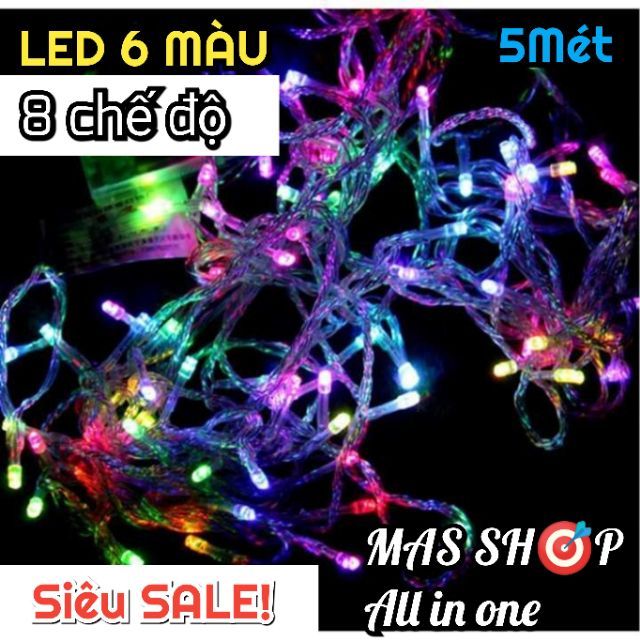 Dây đèn LED chớp trang trí cực đẹp / 6 màu, 8 chế độ, dây 5m