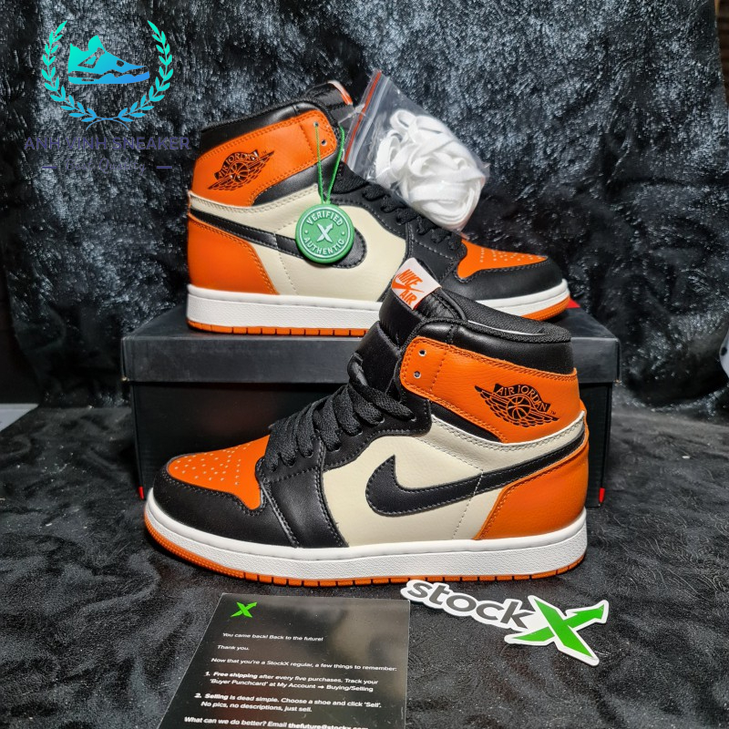 Giày Jordan 1 Cổ Cao Màu Đen Cam Trắng Nam Nữ