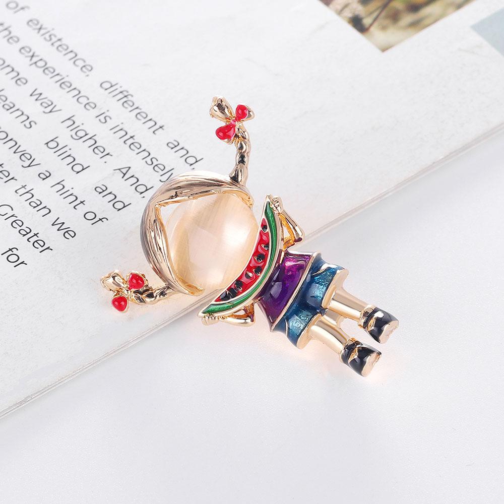 Trâm Cài Áo Hình Cô Gái / Dưa Hấu Vui Nhộn Thời Trang