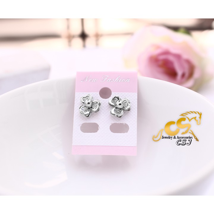 [Đẹp] BÔNG TAI NỮ CỎ 3 LÁ INOX CỰC XINH BT081 - đẹp, không đen - tặng hộp đựng xinh xắn [Chất Lượng]