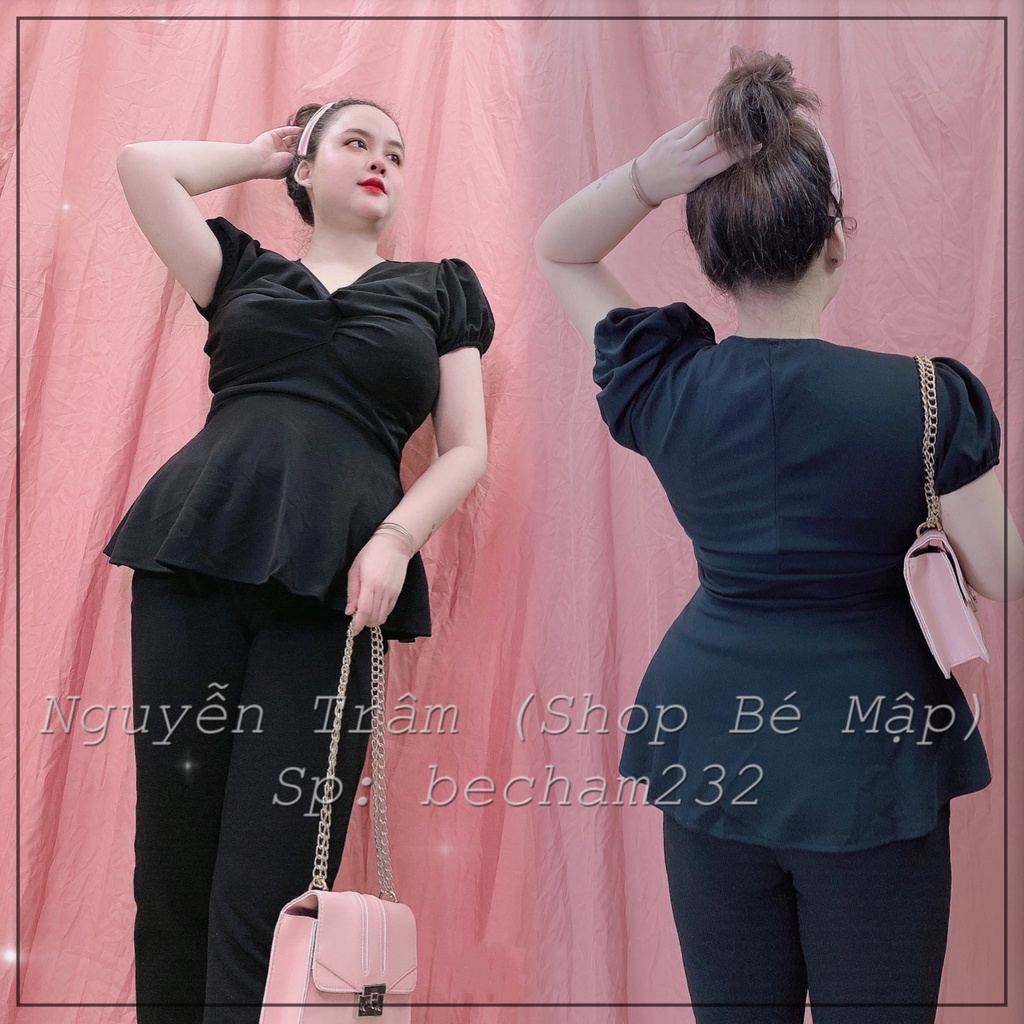 Set Áo Peplum Xoắn Ngực Quần Dài BigSize 67-85kg