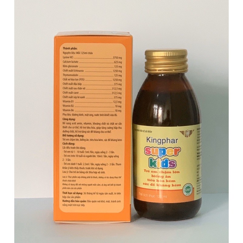 Siro Tăng Sức Đề Kháng Cho Trẻ SUPER KIDS Kingphar - Giúp Trẻ Ăn Ngon, Ngủ Tốt, Tăng Cường Đề Kháng 125ml