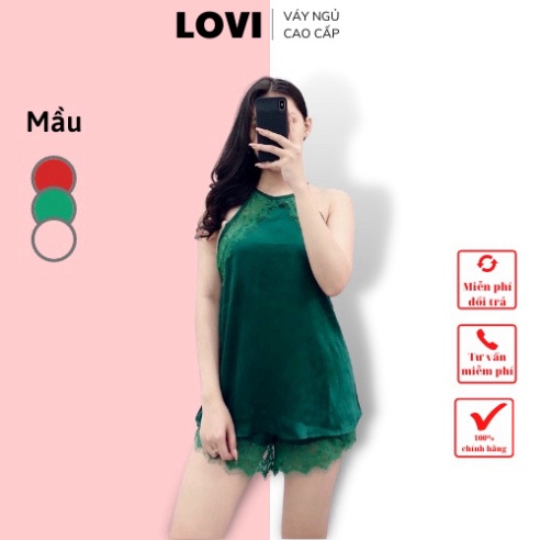 Váy ngủ nữ ren 2 dây đẹp dễ thương lụa satin gợi cảm sexy cao cấp giá rẻ 006
