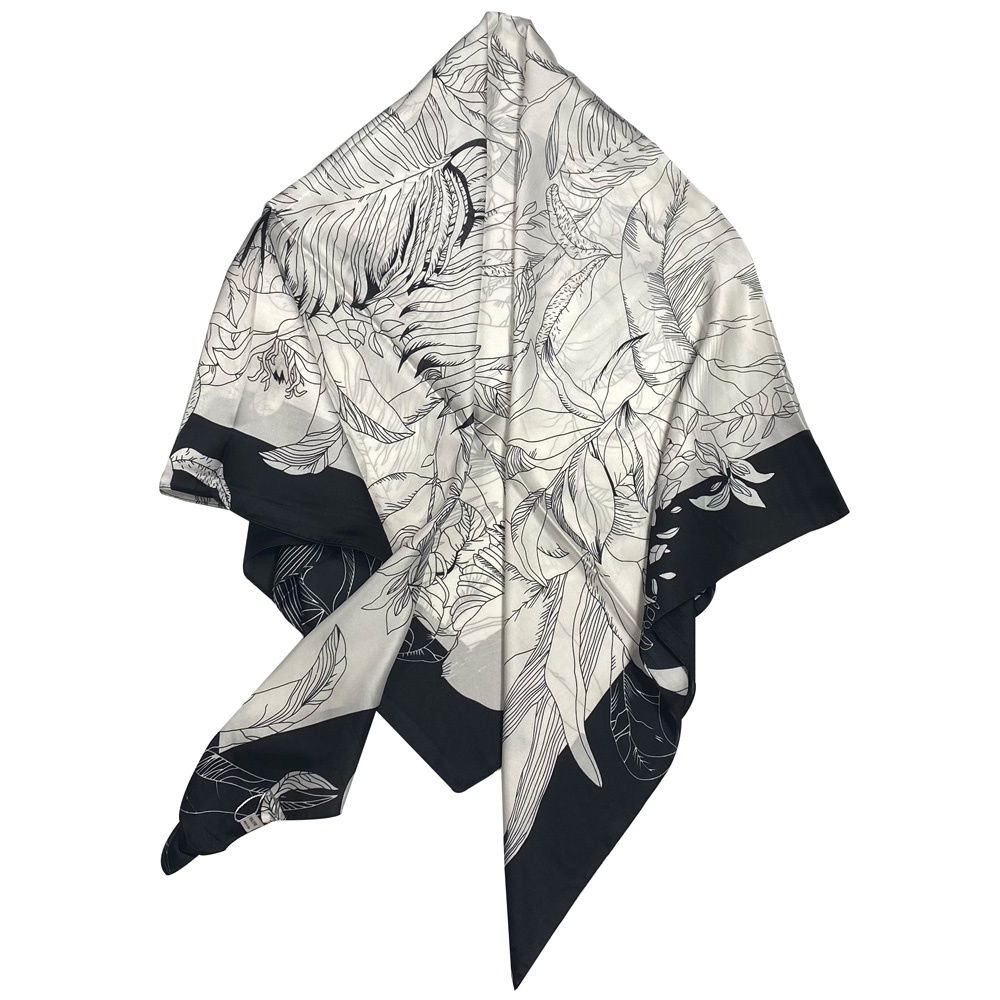 Khăn Choàng Vuông 90X90cm In Họa Tiết Hoa Thanh Lịch Chất Lượng Cao Cho Nữ WJ1006-78