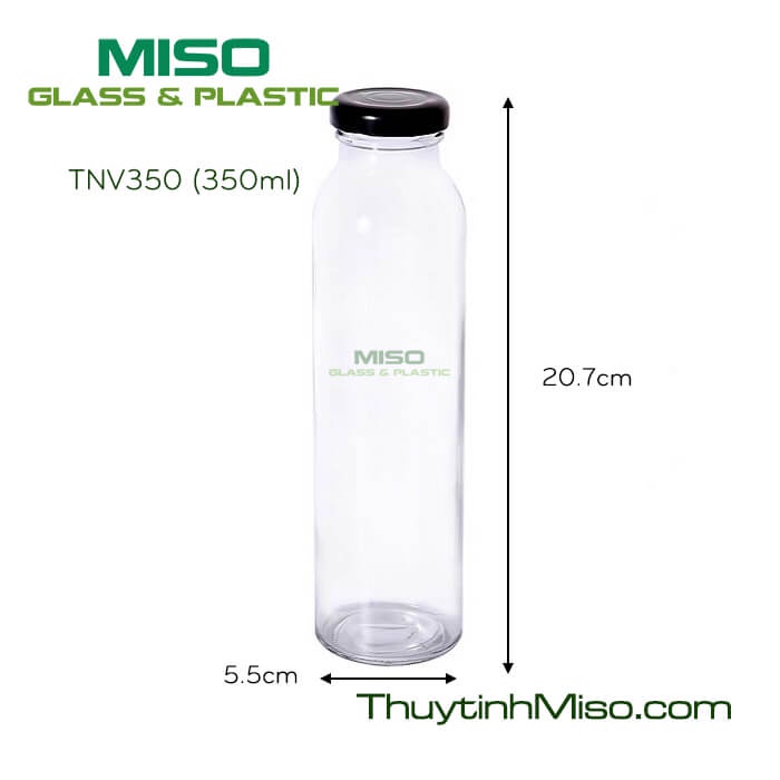 CHAI THỦY TINH TRÒN 500ML NẮP NHÔM XOÁY ĐỰNG NƯỚC, SINH TỐ, YẾN