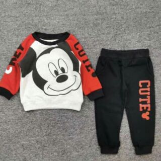 Bộ nỉ Mickey đỏ Hm