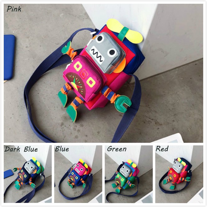 Túi Đeo Chéo Chống Nước Hình Robot Dễ Thương Cho Bé 1-10 Tuổi