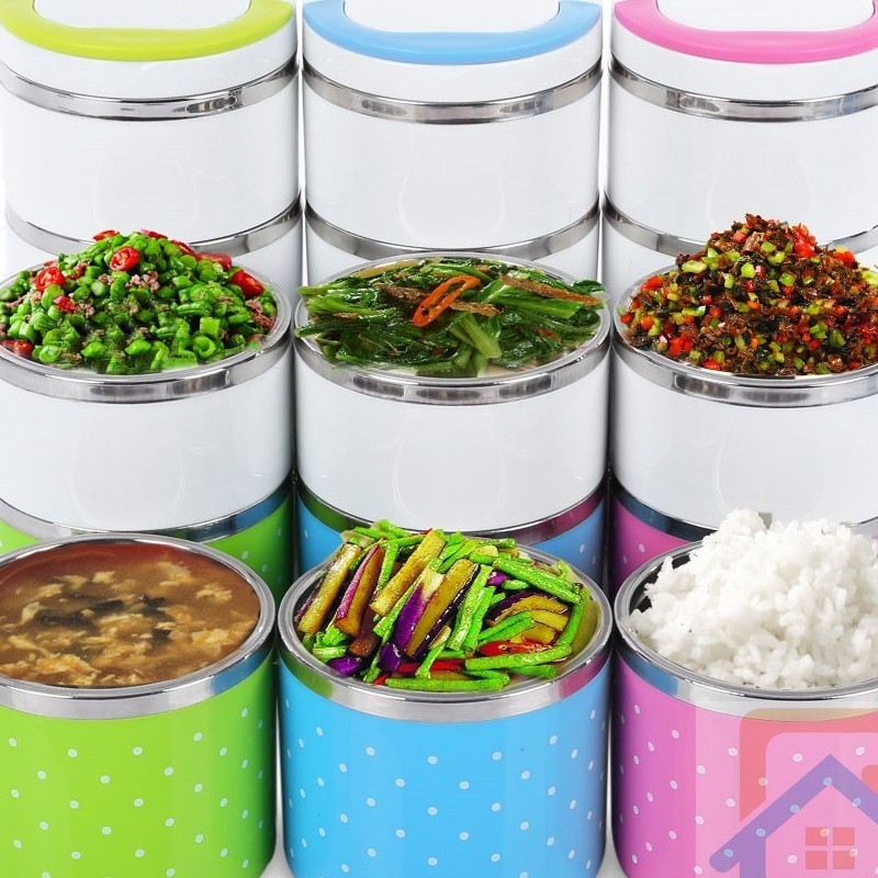 Hộp cơm giữ nhiệt 3 tầng ruột inox