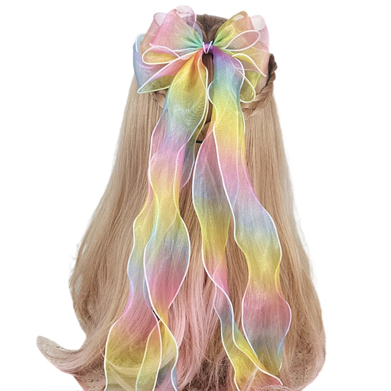 Kẹp Tóc Nơ Ruy Băng Màu Gradient Cỡ Lớn