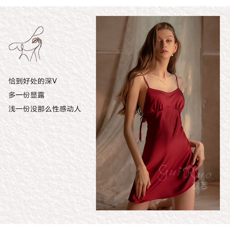 Đầm ngủ 2 dây lụa satin sexy quyến rũ cao cấp váy ngủ sexy dành cho phái nữ E1239