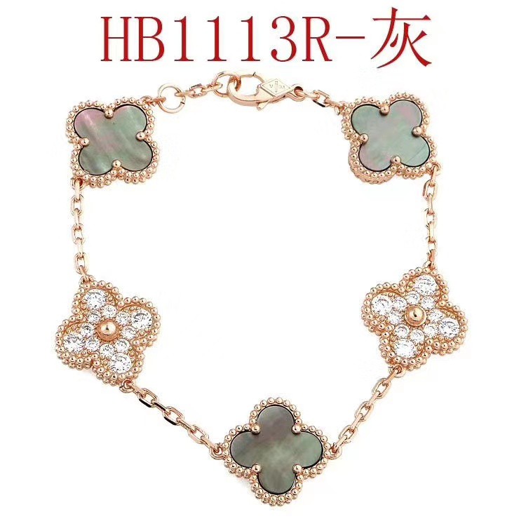 Vòng Đeo Tay Cỏ Bốn Lá Đính Kim Cương Giả Nhiều Màu Sắc